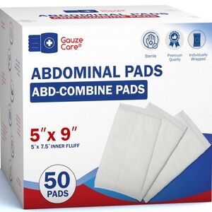 50~Gauze Care Sterile Abdominal- ABD Combine Pads, 5 x 9 inches